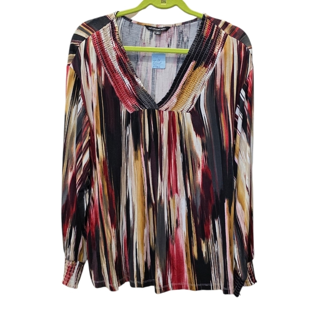 Zac & Rachel Striped V-Neck Blouse